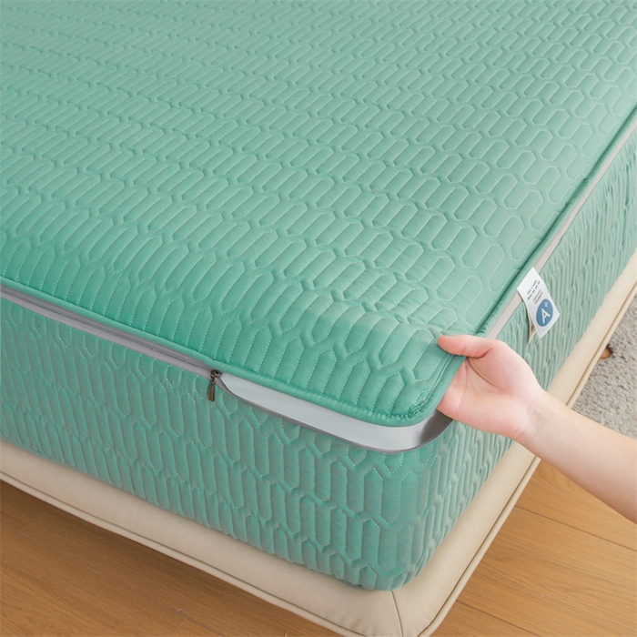 91家纺网 家纺一手货源 找家纺 伊人坊 2025新款水洗棉六面全包床笠床垫保护套 升级款-清水绿