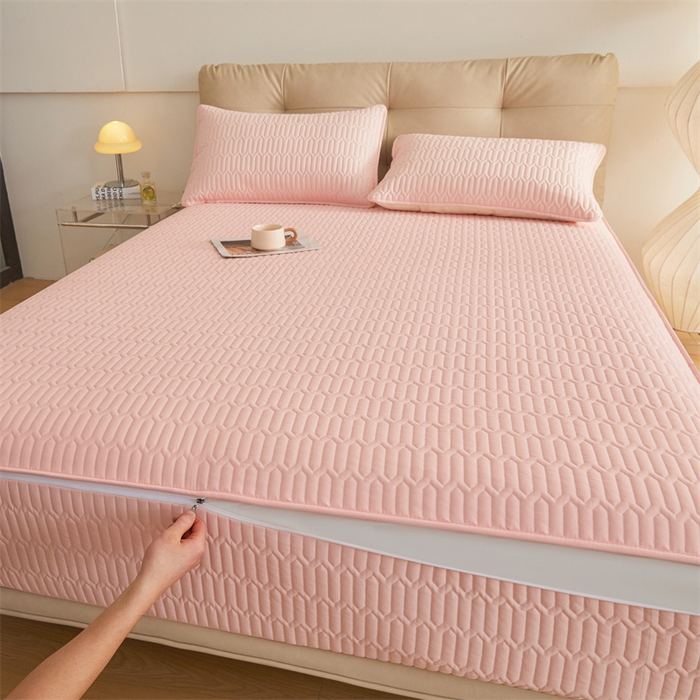伊人坊 2025新款水洗棉六面全包床笠床垫保护套 升级款-樱花粉