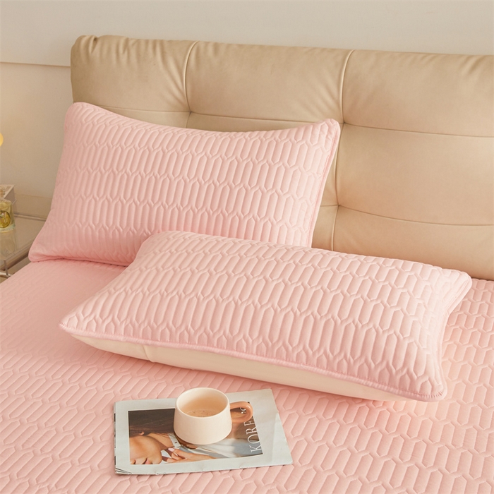 91家纺网 家纺一手货源 找家纺 伊人坊 2025新款水洗棉六面全包床笠床垫保护套 升级款-樱花粉