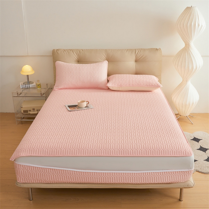 91家纺网 家纺一手货源 找家纺 伊人坊 2025新款水洗棉六面全包床笠床垫保护套 升级款-樱花粉