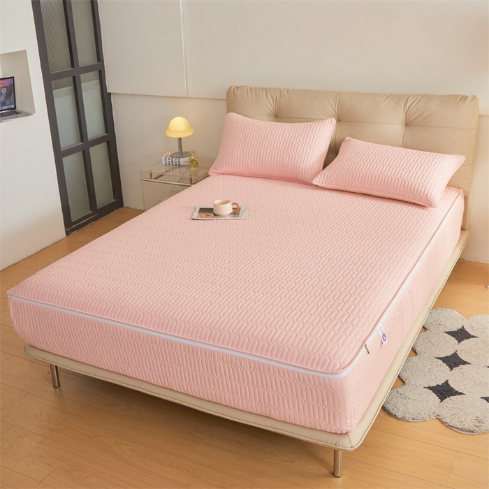 91家纺网 家纺一手货源 找家纺 伊人坊 2025新款水洗棉六面全包床笠床垫保护套 升级款-樱花粉