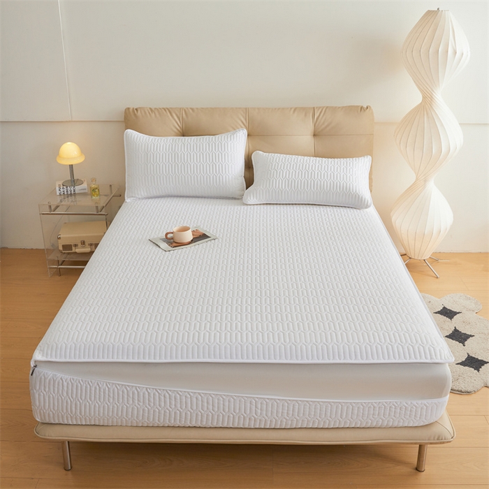 91家纺网 家纺一手货源 找家纺 伊人坊 2025新款水洗棉六面全包床笠床垫保护套 升级款-珍珠白