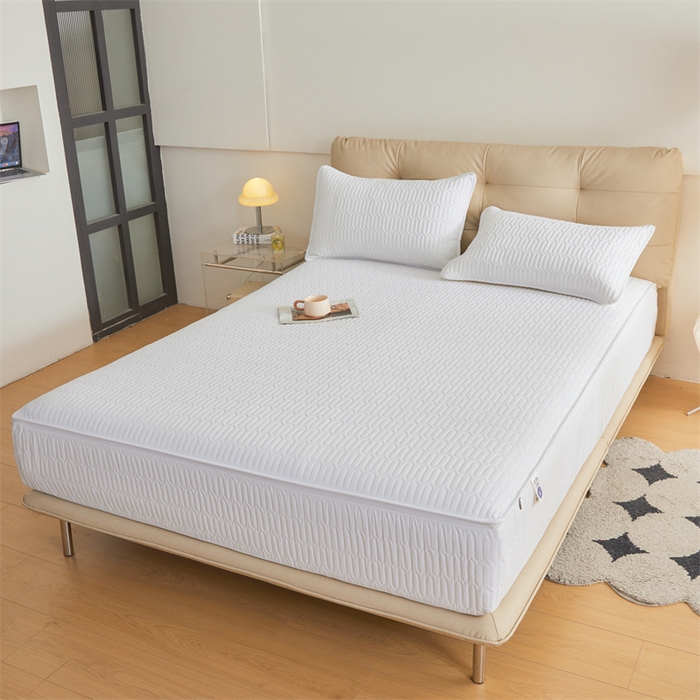 91家纺网 家纺一手货源 找家纺 伊人坊 2025新款水洗棉六面全包床笠床垫保护套 升级款-珍珠白