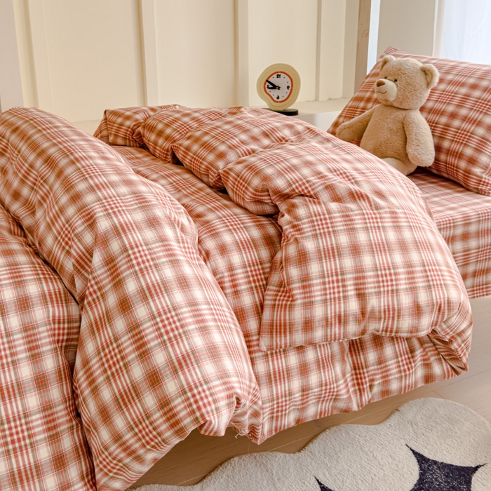 91家纺网 家纺一手货源 找家纺 久典家居 2025A类全棉色织水洗棉学生款三件套 可可粉