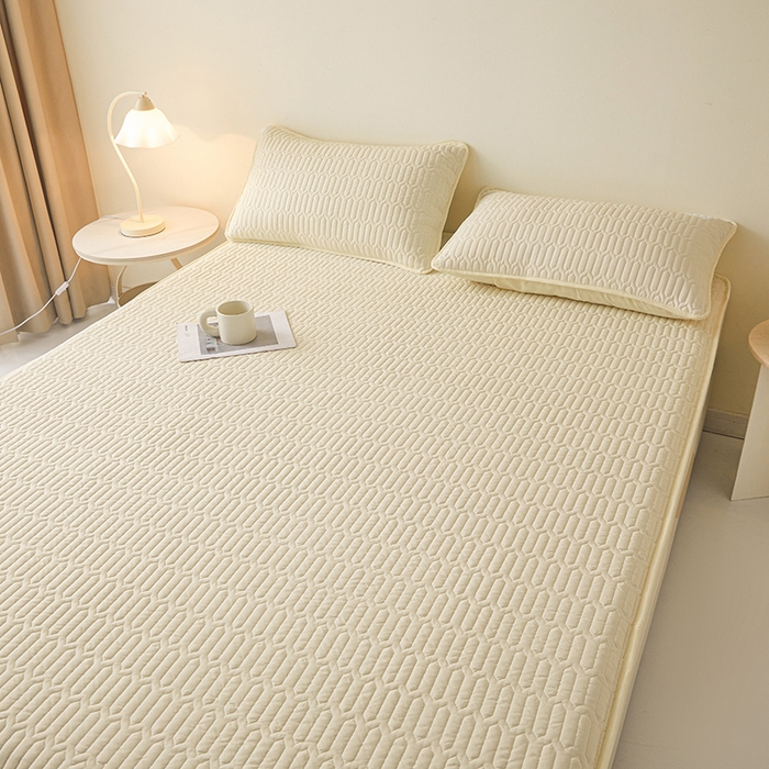 91家纺网 家纺一手货源 找家纺 伊人坊 2025新款水洗棉六面全包床笠床垫保护套 普通款-米色