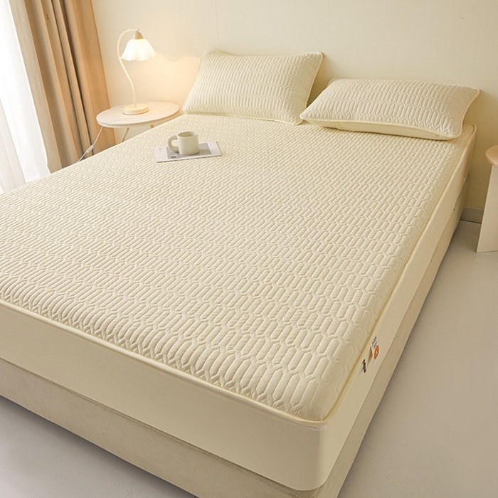 91家纺网 家纺一手货源 找家纺 伊人坊 2025新款水洗棉六面全包床笠床垫保护套 普通款-米色