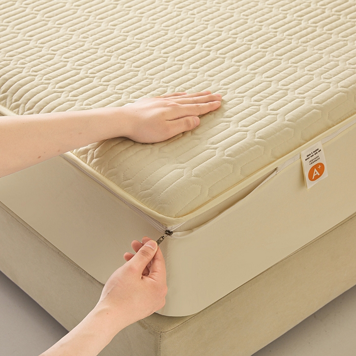 91家纺网 家纺一手货源 找家纺 伊人坊 2025新款水洗棉六面全包床笠床垫保护套 普通款-米色