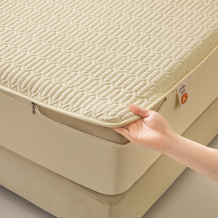 91家纺网 家纺一手货源 找家纺 伊人坊 2025新款水洗棉六面全包床笠床垫保护套 普通款-米色