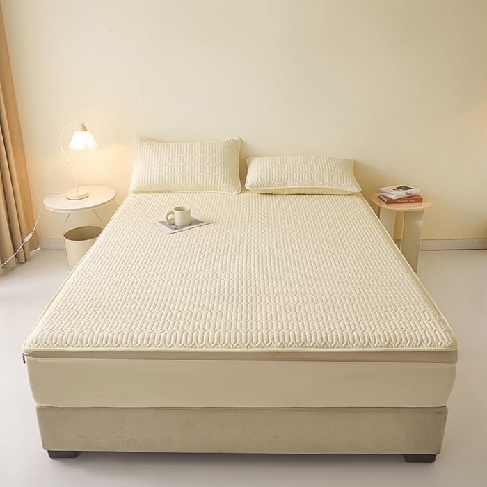 91家纺网 家纺一手货源 找家纺 伊人坊 2025新款水洗棉六面全包床笠床垫保护套 普通款-米色