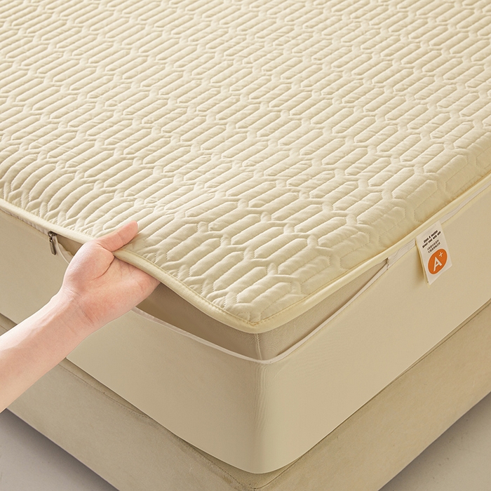 91家纺网 家纺一手货源 找家纺 伊人坊 2025新款水洗棉六面全包床笠床垫保护套 普通款-米色