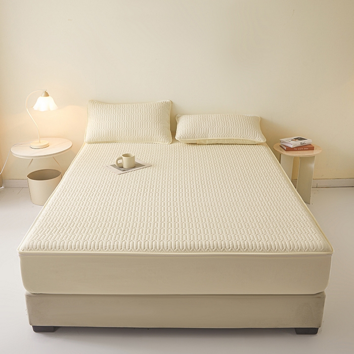 91家纺网 家纺一手货源 找家纺 伊人坊 2025新款水洗棉六面全包床笠床垫保护套 普通款-米色