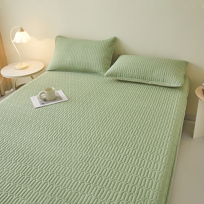 91家纺网 家纺一手货源 找家纺 伊人坊 2025新款水洗棉六面全包床笠床垫保护套 普通款-抹茶绿