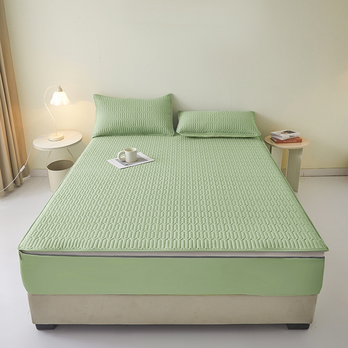 91家纺网 家纺一手货源 找家纺 伊人坊 2025新款水洗棉六面全包床笠床垫保护套 普通款-抹茶绿