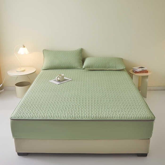 91家纺网 家纺一手货源 找家纺 伊人坊 2025新款水洗棉六面全包床笠床垫保护套 普通款-抹茶绿