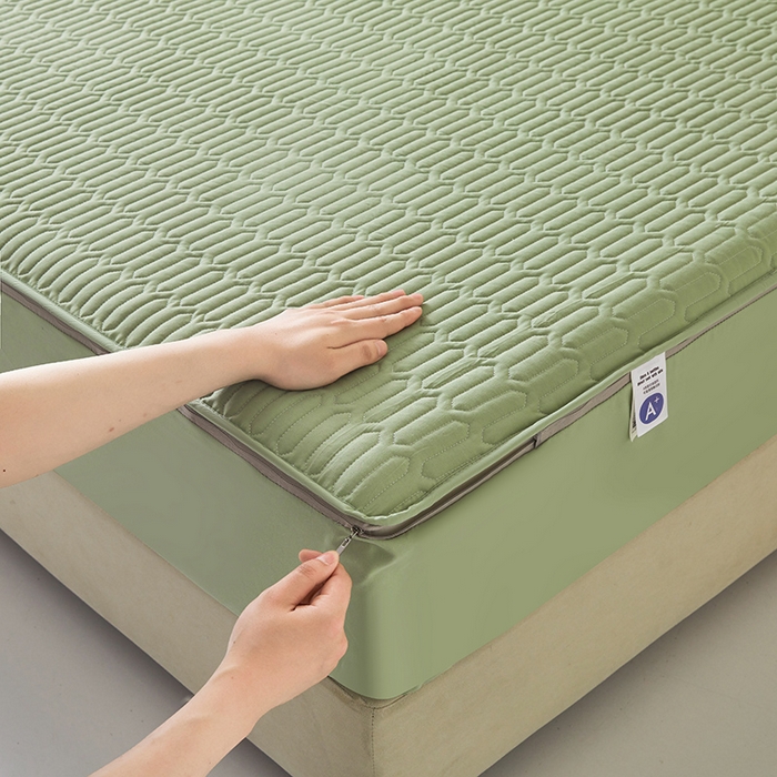 91家纺网 家纺一手货源 找家纺 伊人坊 2025新款水洗棉六面全包床笠床垫保护套 普通款-抹茶绿