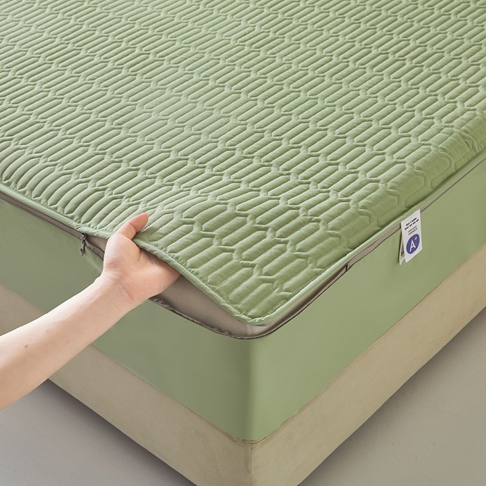 91家纺网 家纺一手货源 找家纺 伊人坊 2025新款水洗棉六面全包床笠床垫保护套 普通款-抹茶绿