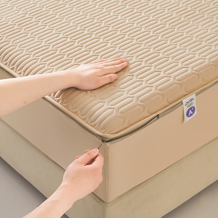 91家纺网 家纺一手货源 找家纺 伊人坊 2025新款水洗棉六面全包床笠床垫保护套 普通款-浅驼色