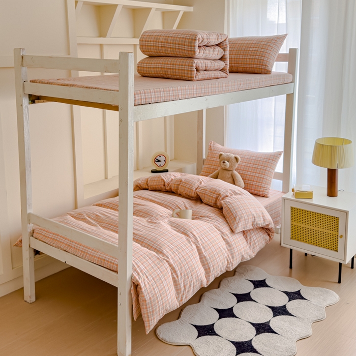 久典家居 2025A类全棉色织水洗棉学生款三件套 可可桔