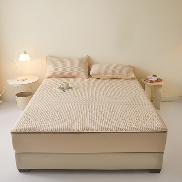 91家纺网 家纺一手货源 找家纺 伊人坊 2025新款水洗棉六面全包床笠床垫保护套 普通款-浅驼色