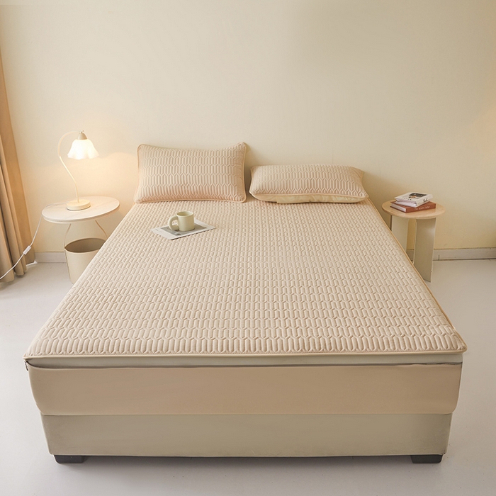 91家纺网 家纺一手货源 找家纺 伊人坊 2025新款水洗棉六面全包床笠床垫保护套 普通款-浅驼色