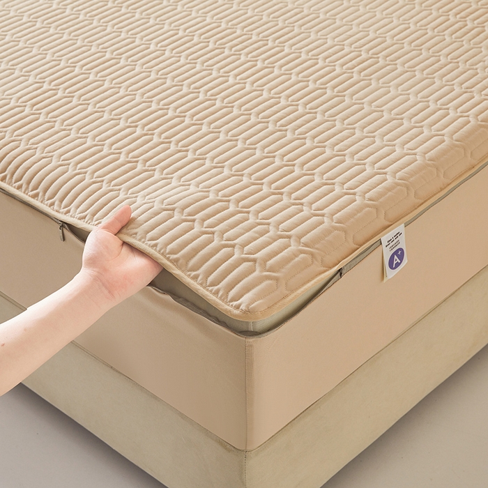 91家纺网 家纺一手货源 找家纺 伊人坊 2025新款水洗棉六面全包床笠床垫保护套 普通款-浅驼色