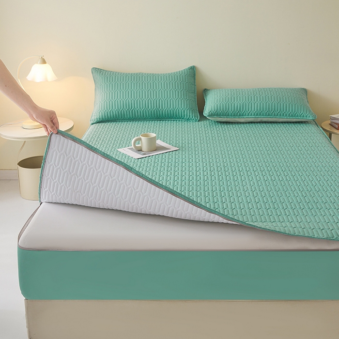 伊人坊 2025新款水洗棉六面全包床笠床垫保护套 普通款-清水绿