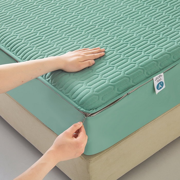 91家纺网 家纺一手货源 找家纺 伊人坊 2025新款水洗棉六面全包床笠床垫保护套 普通款-清水绿