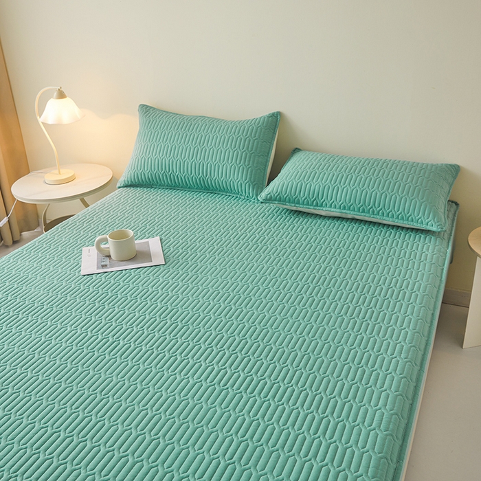 91家纺网 家纺一手货源 找家纺 伊人坊 2025新款水洗棉六面全包床笠床垫保护套 普通款-清水绿