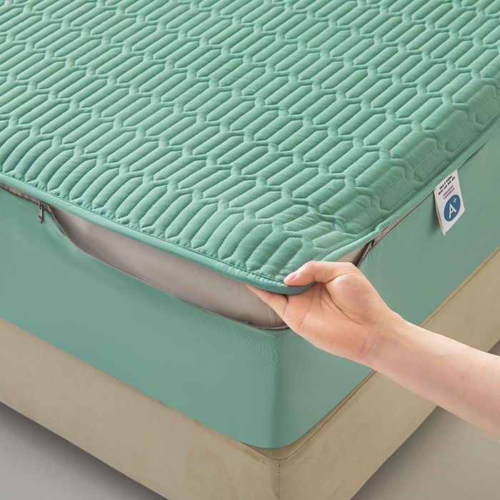 91家纺网 家纺一手货源 找家纺 伊人坊 2025新款水洗棉六面全包床笠床垫保护套 普通款-清水绿