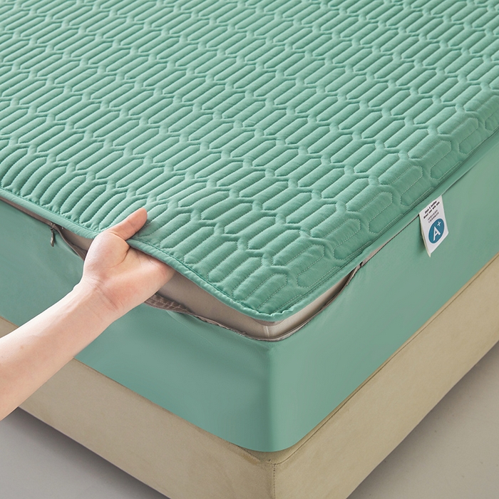 91家纺网 家纺一手货源 找家纺 伊人坊 2025新款水洗棉六面全包床笠床垫保护套 普通款-清水绿