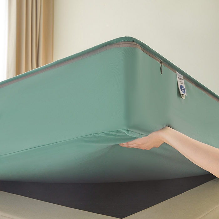 91家纺网 家纺一手货源 找家纺 伊人坊 2025新款水洗棉六面全包床笠床垫保护套 普通款-清水绿