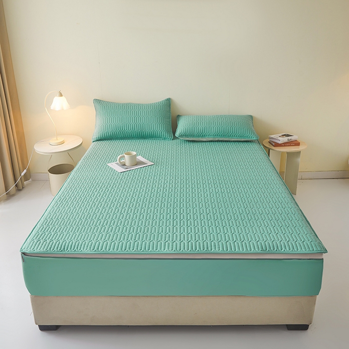 91家纺网 家纺一手货源 找家纺 伊人坊 2025新款水洗棉六面全包床笠床垫保护套 普通款-清水绿