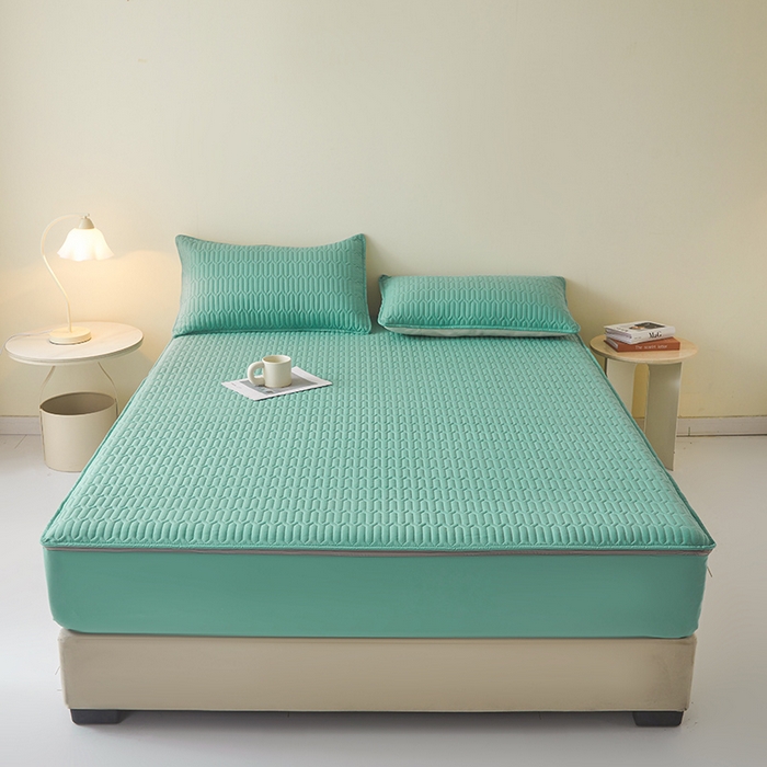 91家纺网 家纺一手货源 找家纺 伊人坊 2025新款水洗棉六面全包床笠床垫保护套 普通款-清水绿