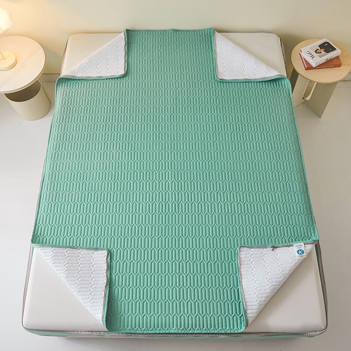 91家纺网 家纺一手货源 找家纺 伊人坊 2025新款水洗棉六面全包床笠床垫保护套 普通款-清水绿
