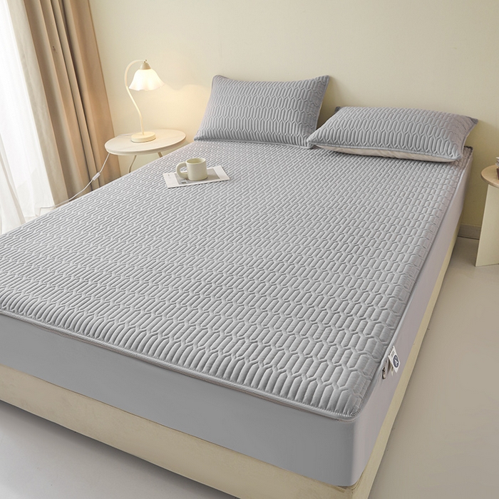 91家纺网 家纺一手货源 找家纺 伊人坊 2025新款水洗棉六面全包床笠床垫保护套 普通款-素雅灰