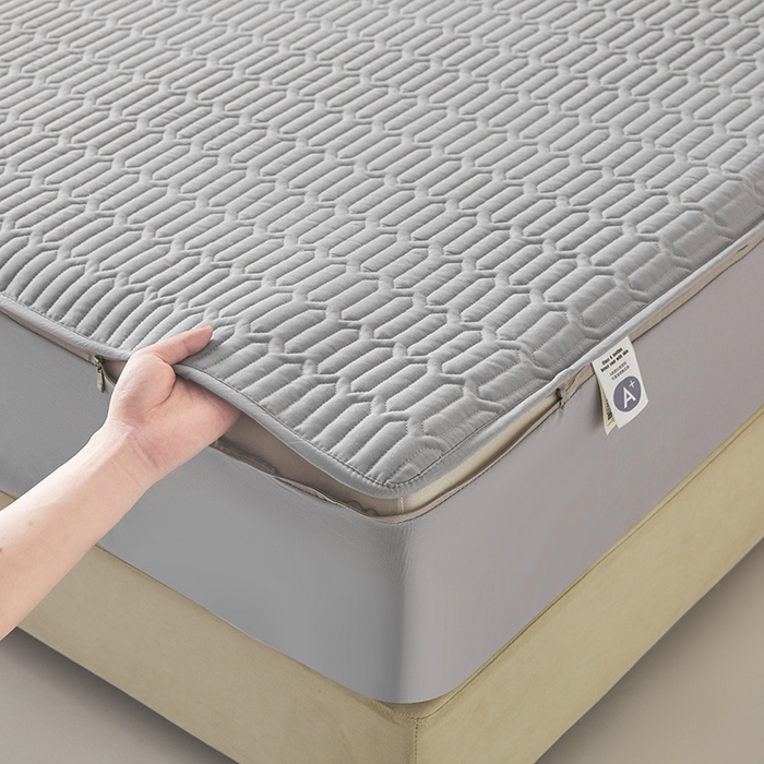 91家纺网 家纺一手货源 找家纺 伊人坊 2025新款水洗棉六面全包床笠床垫保护套 普通款-素雅灰