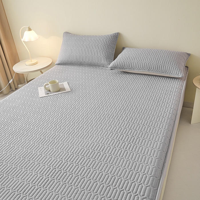 91家纺网 家纺一手货源 找家纺 伊人坊 2025新款水洗棉六面全包床笠床垫保护套 普通款-素雅灰