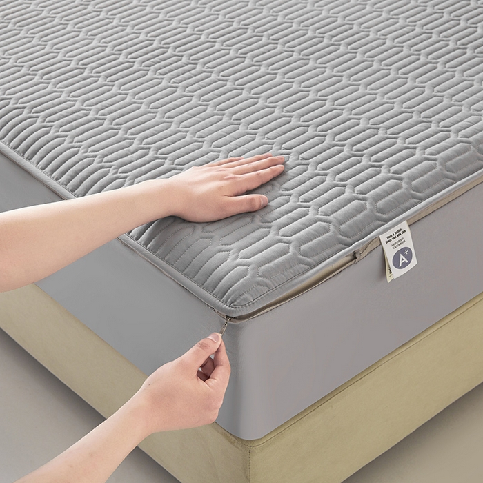 91家纺网 家纺一手货源 找家纺 伊人坊 2025新款水洗棉六面全包床笠床垫保护套 普通款-素雅灰