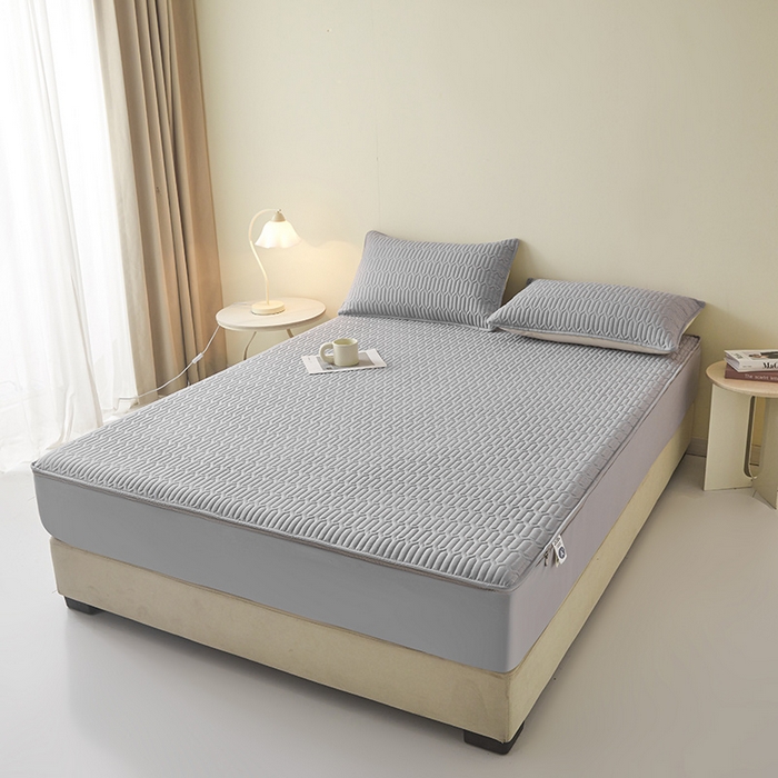 91家纺网 家纺一手货源 找家纺 伊人坊 2025新款水洗棉六面全包床笠床垫保护套 普通款-素雅灰