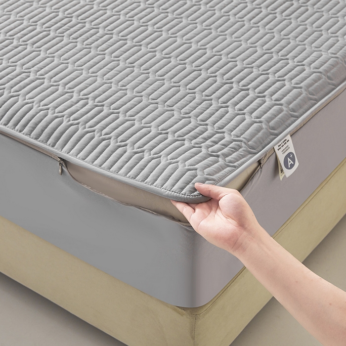 91家纺网 家纺一手货源 找家纺 伊人坊 2025新款水洗棉六面全包床笠床垫保护套 普通款-素雅灰