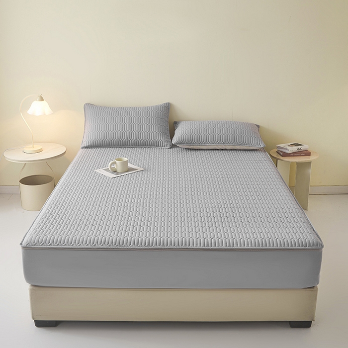 91家纺网 家纺一手货源 找家纺 伊人坊 2025新款水洗棉六面全包床笠床垫保护套 普通款-素雅灰