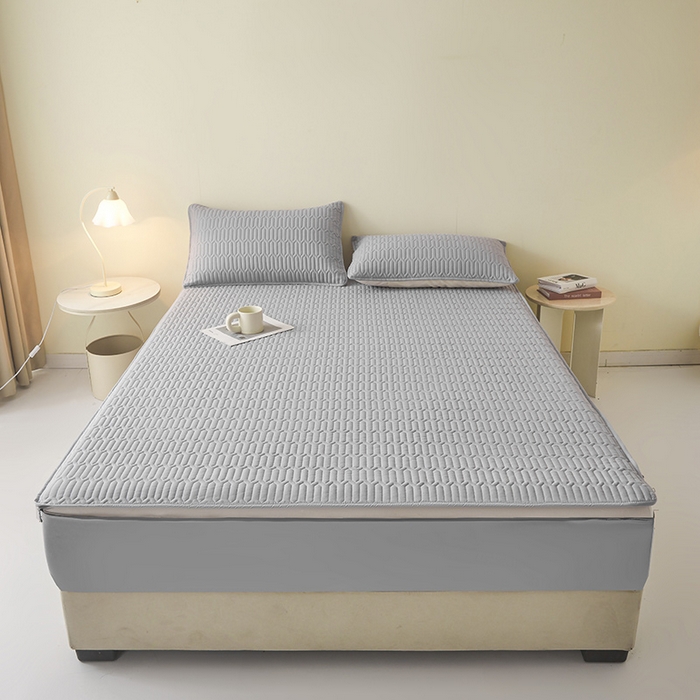 91家纺网 家纺一手货源 找家纺 伊人坊 2025新款水洗棉六面全包床笠床垫保护套 普通款-素雅灰