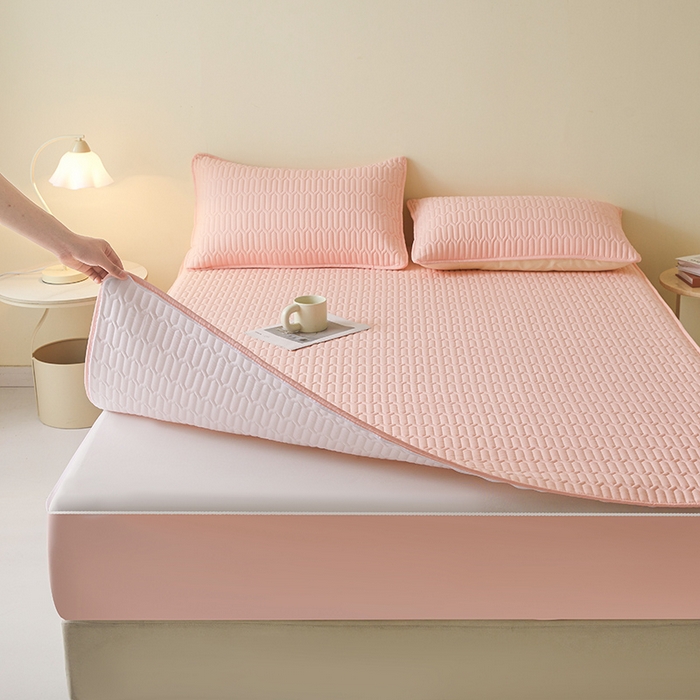 伊人坊 2025新款水洗棉六面全包床笠床垫保护套 普通款-樱花粉