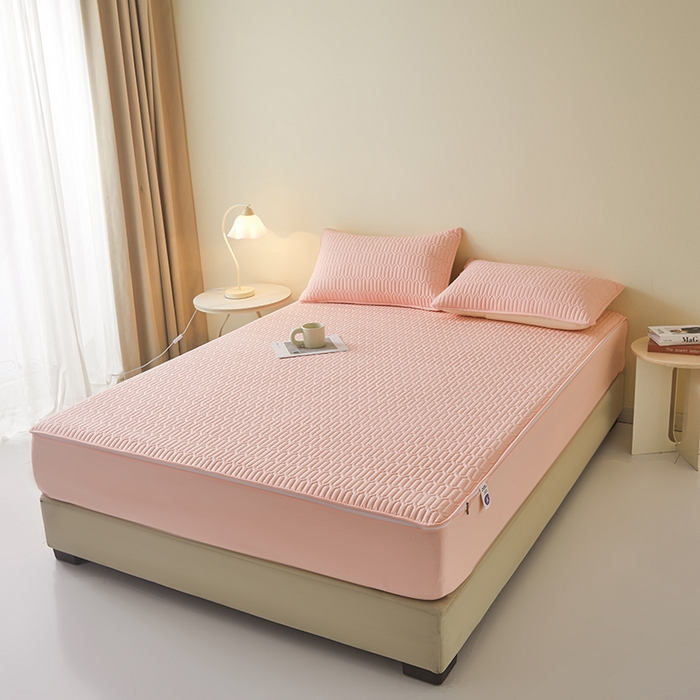 91家纺网 家纺一手货源 找家纺 伊人坊 2025新款水洗棉六面全包床笠床垫保护套 普通款-樱花粉