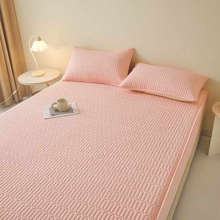 91家纺网 家纺一手货源 找家纺 伊人坊 2025新款水洗棉六面全包床笠床垫保护套 普通款-樱花粉