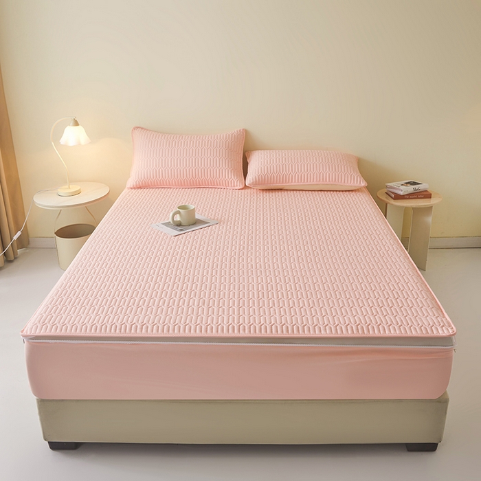 91家纺网 家纺一手货源 找家纺 伊人坊 2025新款水洗棉六面全包床笠床垫保护套 普通款-樱花粉