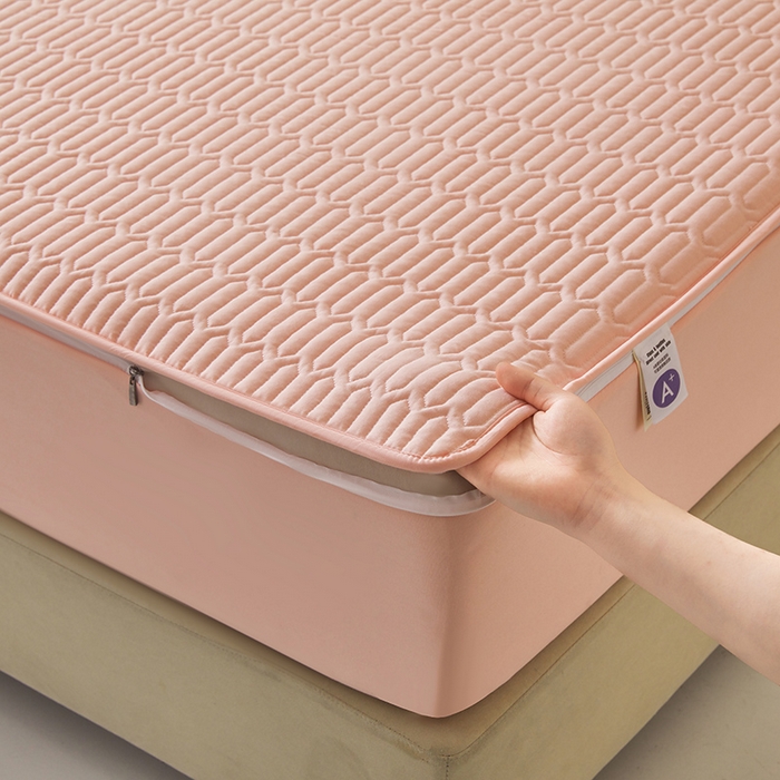 91家纺网 家纺一手货源 找家纺 伊人坊 2025新款水洗棉六面全包床笠床垫保护套 普通款-樱花粉