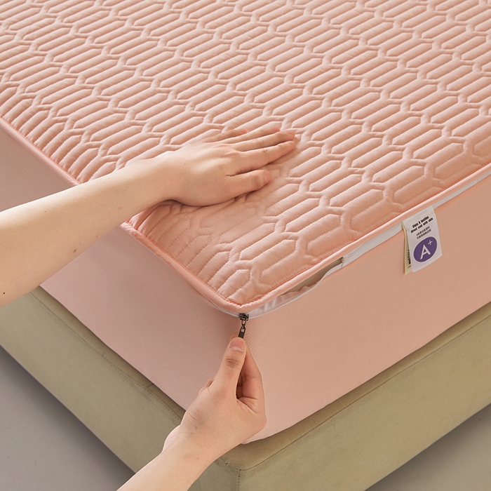 91家纺网 家纺一手货源 找家纺 伊人坊 2025新款水洗棉六面全包床笠床垫保护套 普通款-樱花粉