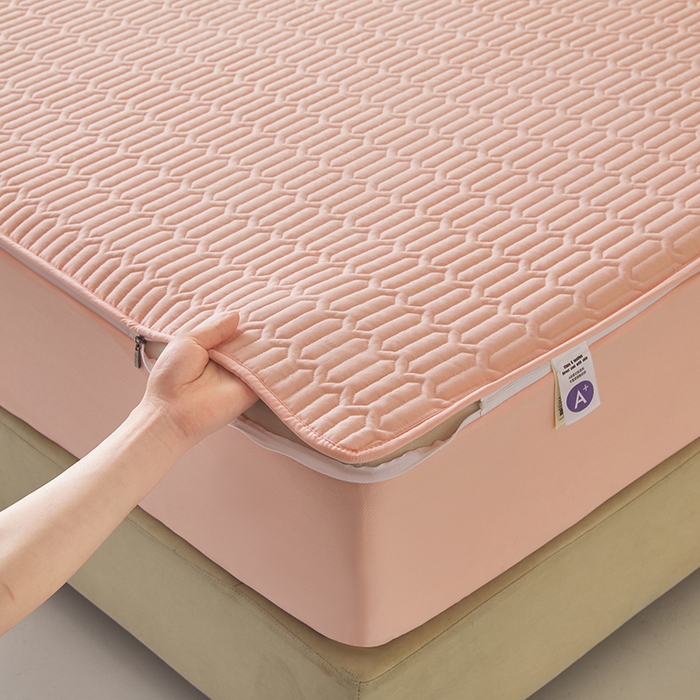 91家纺网 家纺一手货源 找家纺 伊人坊 2025新款水洗棉六面全包床笠床垫保护套 普通款-樱花粉