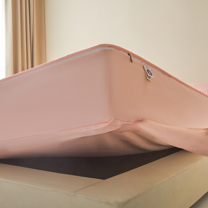 91家纺网 家纺一手货源 找家纺 伊人坊 2025新款水洗棉六面全包床笠床垫保护套 普通款-樱花粉